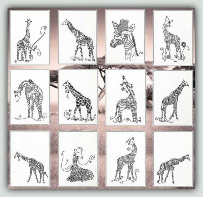 BFC1185 Decorative Element Series-Blkwork Giraffes