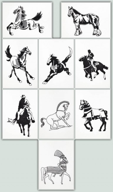 BFC1201 Blackwork Horses