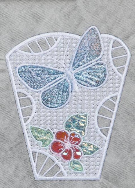 BFC1251 	Lace Applique Bowl and Doily