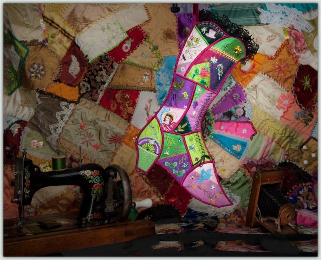 BFC1287 QIH Crazy Quilt Victorian Boot