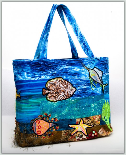 BFC1352 Embellished Sea Life and Tote Bag