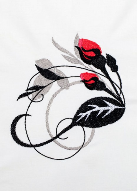 BFC1354 Red Roses - Black Scrolls