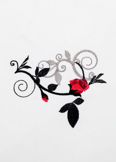 BFC1354 Red Roses - Black Scrolls