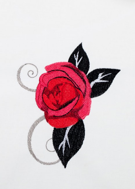 BFC1354 Red Roses - Black Scrolls