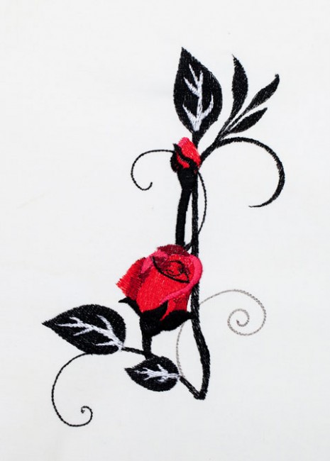 BFC1354 Red Roses - Black Scrolls