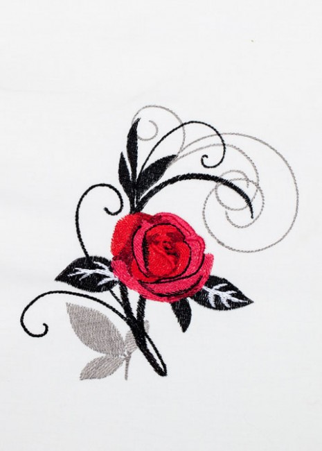 BFC1354 Red Roses - Black Scrolls