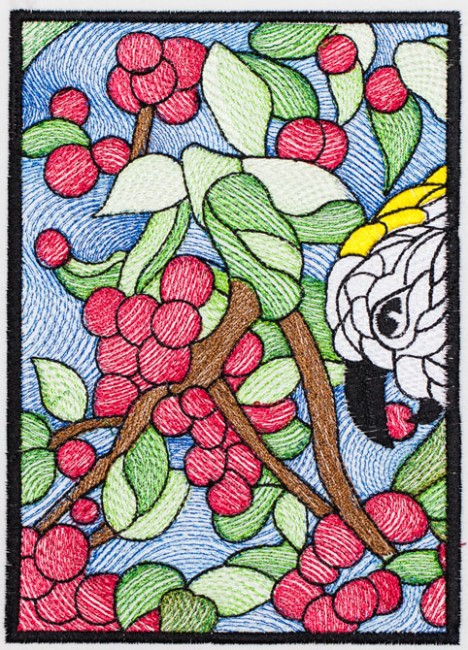 BFC1359 Stained Glass - Cockatoo in a Cherry Tree