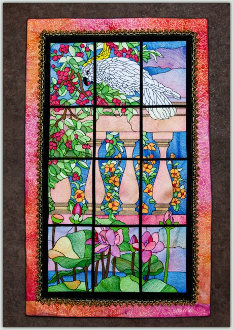 BFC1359 Stained Glass - Cockatoo in a Cherry Tree