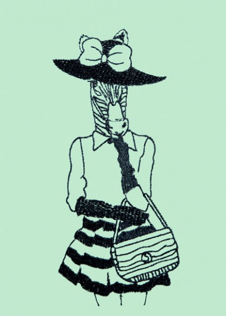 BFC1425 Hipster Animals in Love Blackwork