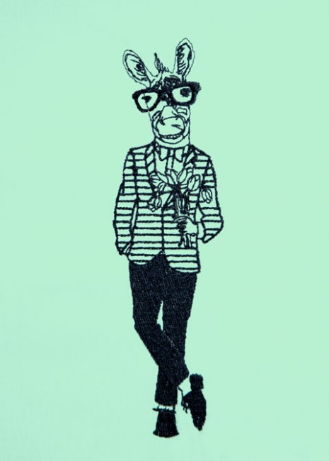 BFC1425 Hipster Animals in Love Blackwork