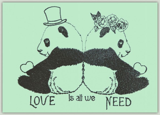 BFC1425 Hipster Animals in Love Blackwork