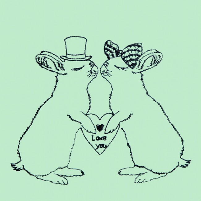 BFC1425 Hipster Animals in Love Blackwork