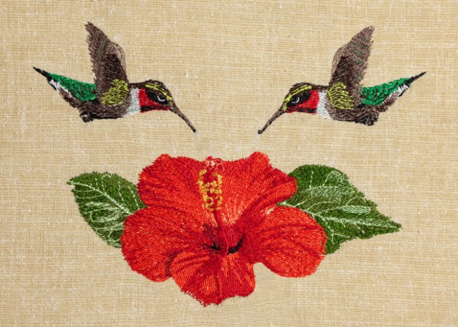 BFC1427 Hummingbird and Hibiscus Handbag