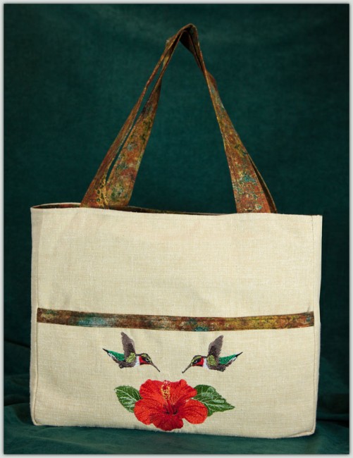 BFC1427 Hummingbird and Hibiscus Handbag