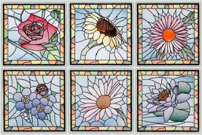 BFC1481 Stained Glass Floral Squares