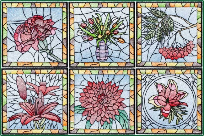 BFC1484 Stained Glass Floral Squares II