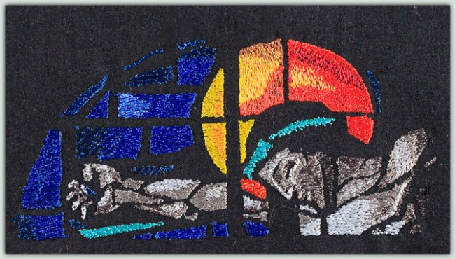 BFC1488 Large Stained Glass - Jesus and Mary