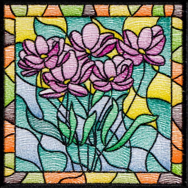BFC1508 Stained Glass Floral Squares III
