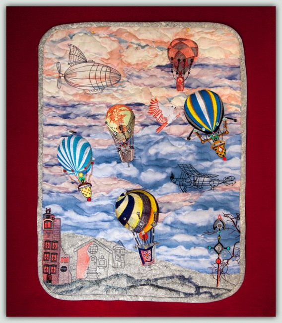 BFC1569 Art Quilt - Steampunk Skies