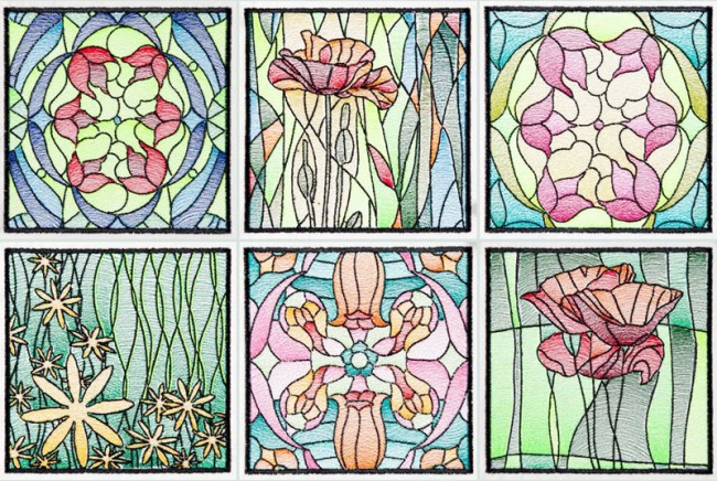 BFC1572 Stained Glass Quilt Squares-Spring