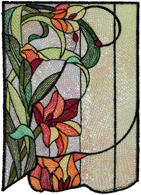 BFC1577 Stained Glass Floral Triptych