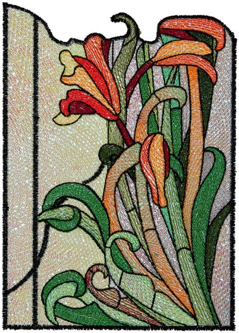 BFC1577 Stained Glass Floral Triptych