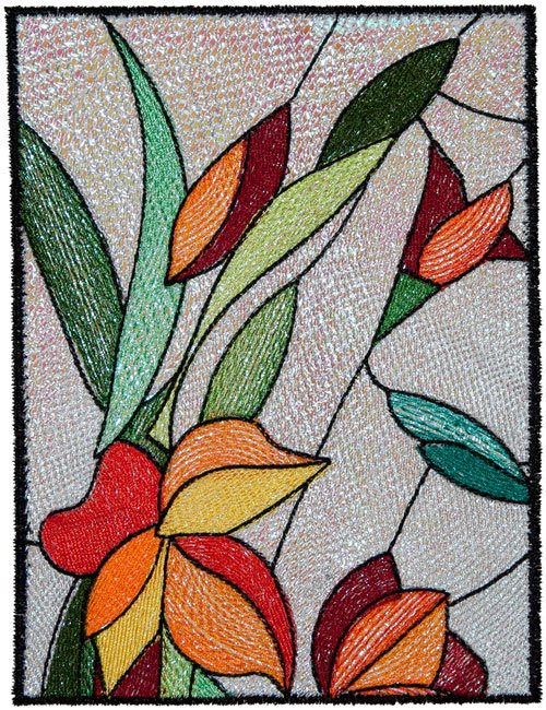BFC1577 Stained Glass Floral Triptych