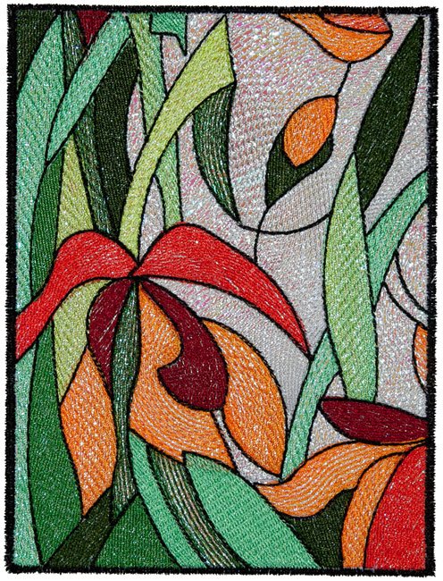 BFC1577 Stained Glass Floral Triptych