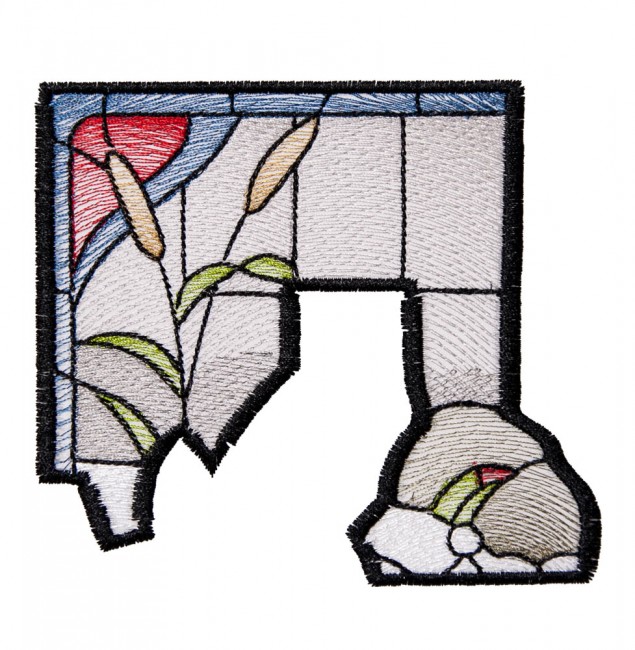 BFC1591 Stained Glass- Lake Vista with Swan
