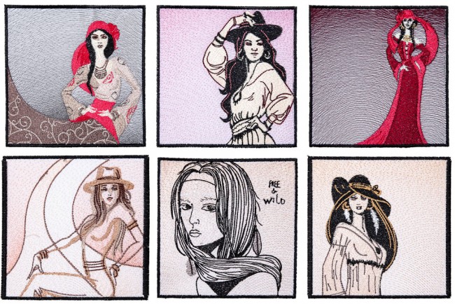 BFC1598 Chic Bohemian Lady Quilt Squares