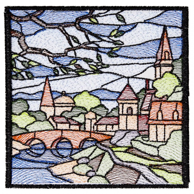 BFC1611 Stained Glass Quilt Squares- Landscapes