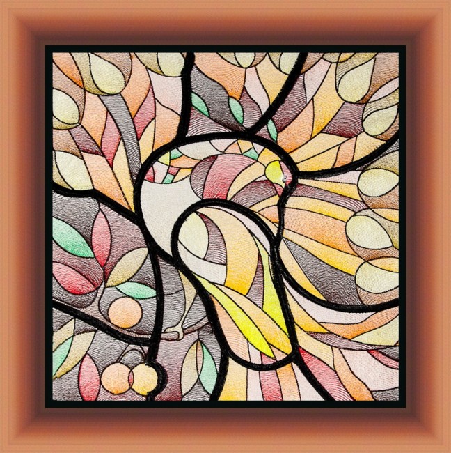 BFC1615 Stained Glass Peacock with Fall Colors