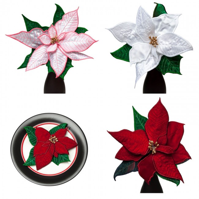 BFC1629 QIH Applique Poinsettias