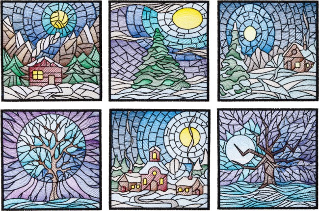 BFC1632 Stained Glass Quilt Squares- Winter