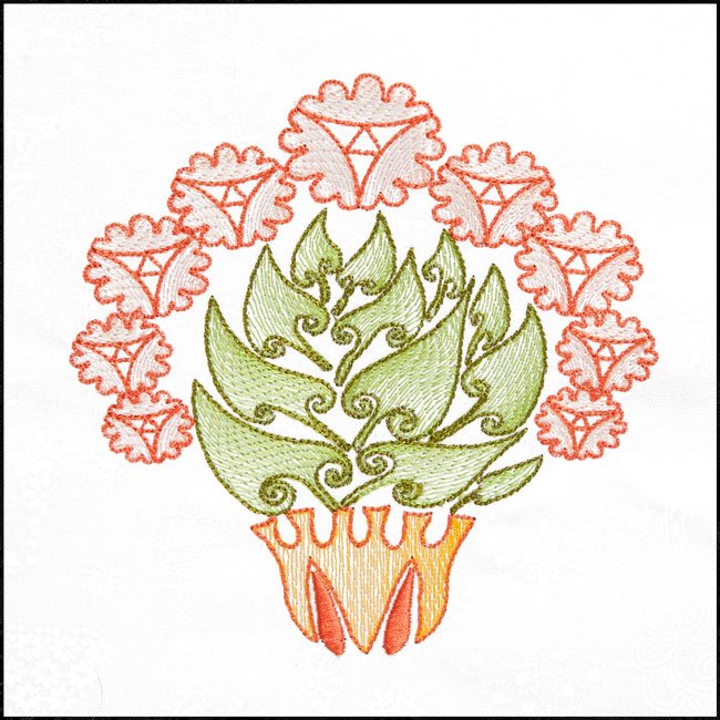 BFC1709 Art Nouveau Floral Quilt Blocks - 05