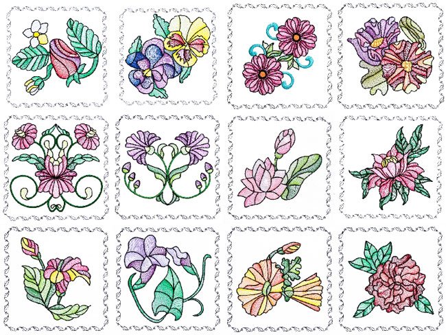 BFC1742 Stained Glass Floral Blocks