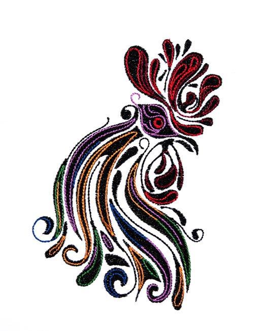 BFC1745 Four Tribal Rooster Portraits
