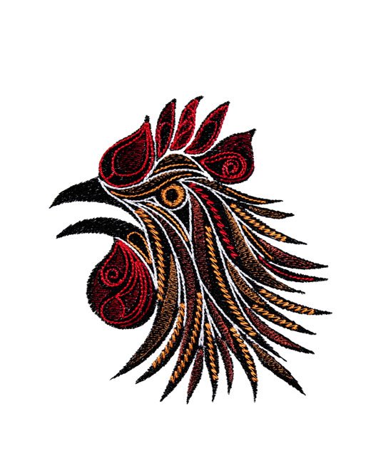 BFC1745 Four Tribal Rooster Portraits