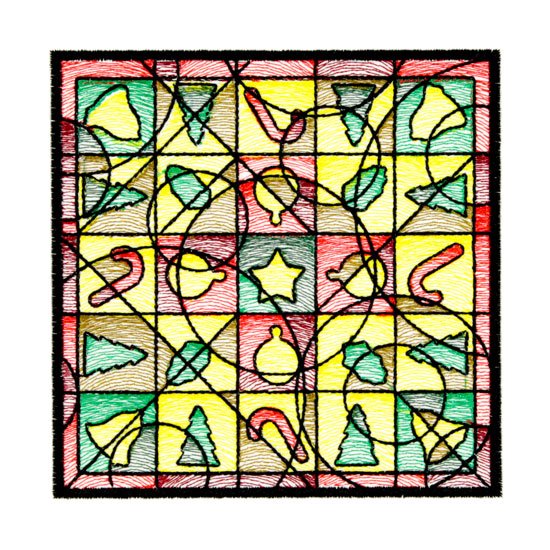 BFC1764 QIH- Stained Glass Quilt Squares- Christmas