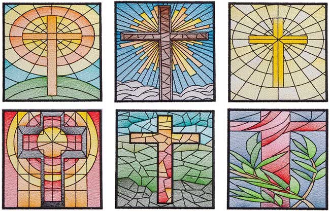 BFC1801 QIH- Stained Glass Quilt Squares- Crosses