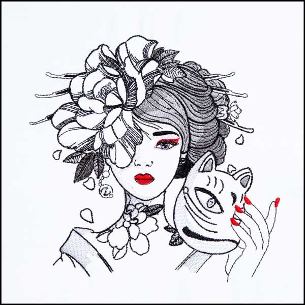 BFC1861 Geisha with Kitsune