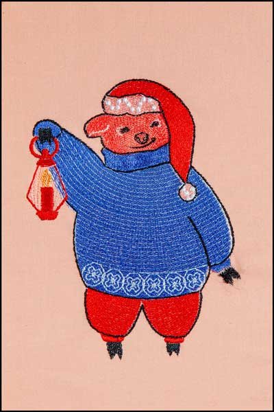 BFC1876 Pig Family Christmas Celebration