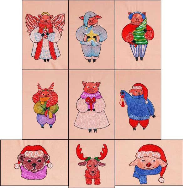 BFC1876 Pig Family Christmas Celebration