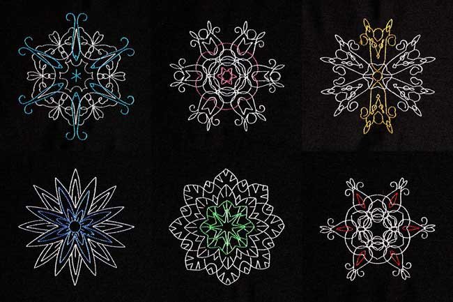BFC1884 Six Snowflakes on Black Fun Set