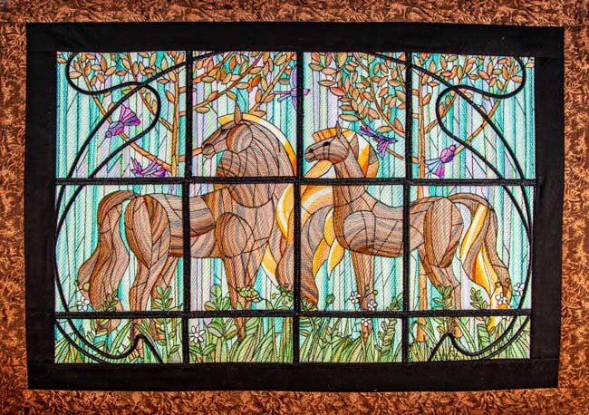 BFC1895 Variegated Horses Stained Glass