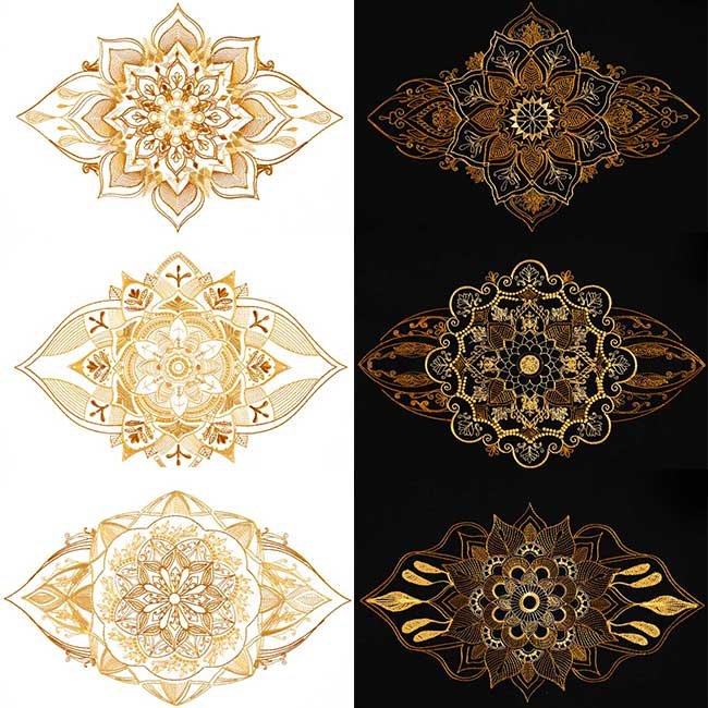 BFC1913 Large Golden Mandala Quilt Blocks