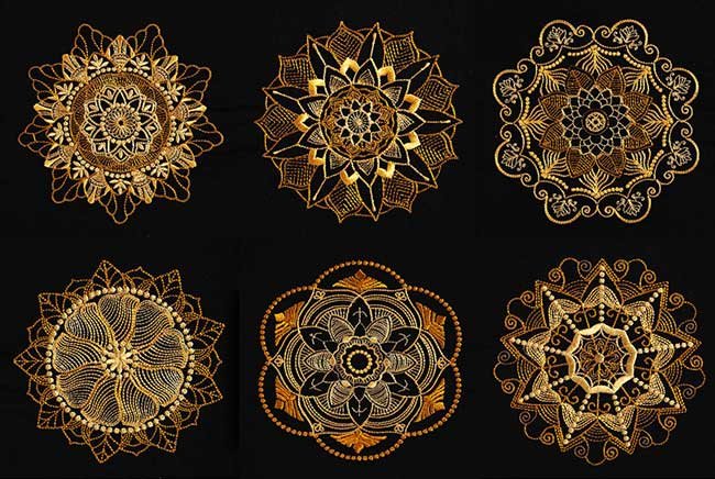 BFC1914 Circular Golden Mandala Quilt Blocks