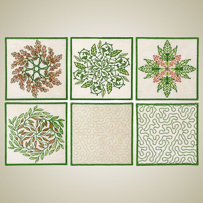BFC1925 QIH or Reg Leafy Quilt Squares
