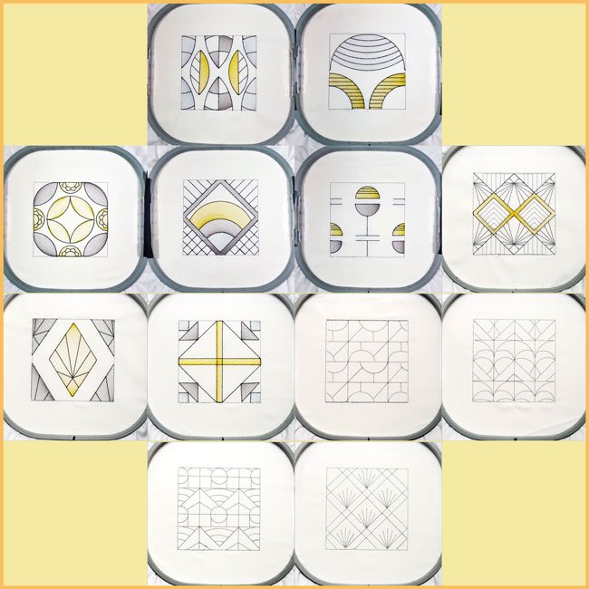 BFC1985 Sheer Art Deco Quilt Blocks