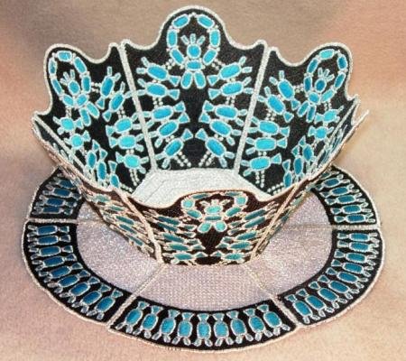 BFC0204 Lace Bowl & Doily Squash Blossom Necklace